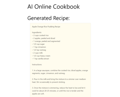 AI Online Cookbook WordPress Plugin